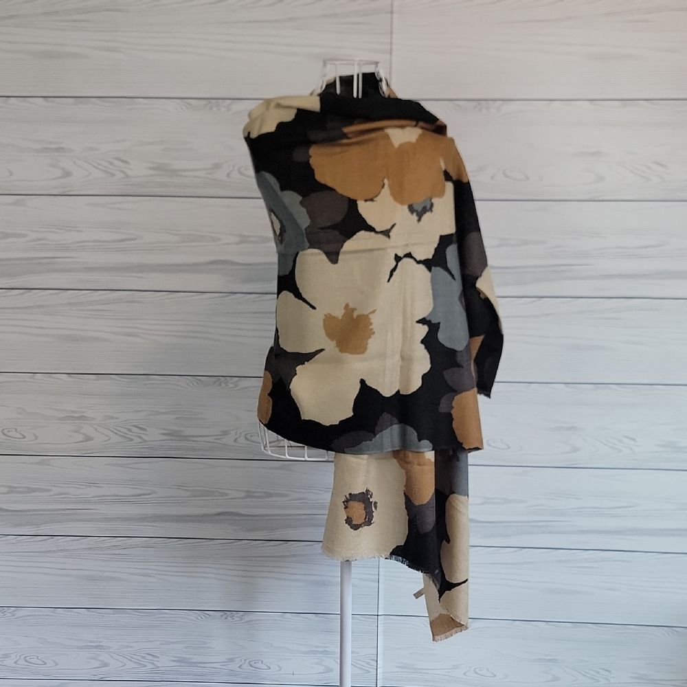 Collection Eighteen Floral Patterned Scarf Or Wrap 75" X 26"